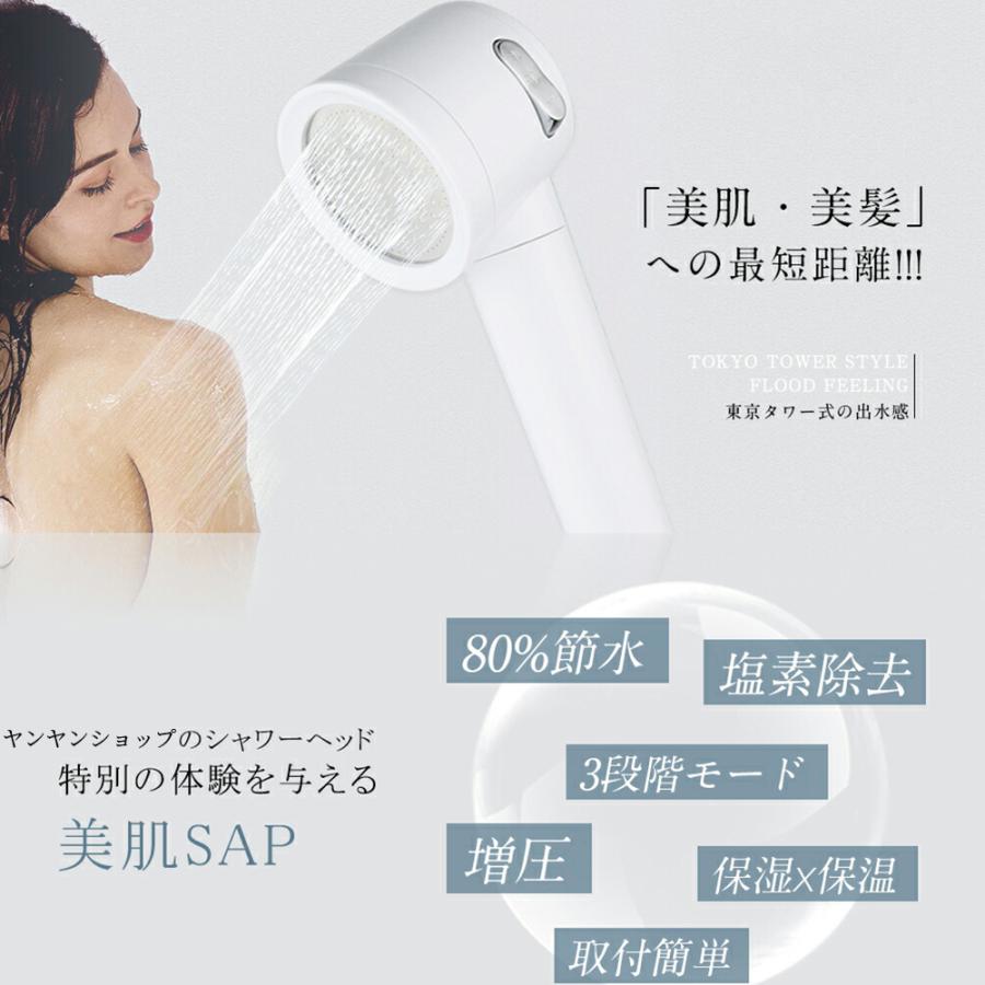【セット内容】シャワーヘッド本体、浄水フィルター（シャワーヘッド本体内に装着済み）、アダプター×4種【特徴】【水流切替】水圧を自由に調節可能。好みや用途に合わせて、ソフト水流とハード水流を選べます。レ