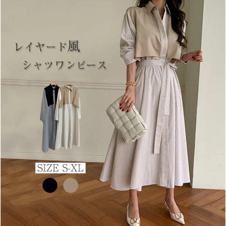 商品名 ワンピース素材 ポリエステルカラー ブラック ベージュ（写真参考）※モニターの発色の具合により実際の商品と色が異なる場合がございます。サイズ(cm) S: 着丈：118 バスト：100 袖丈：