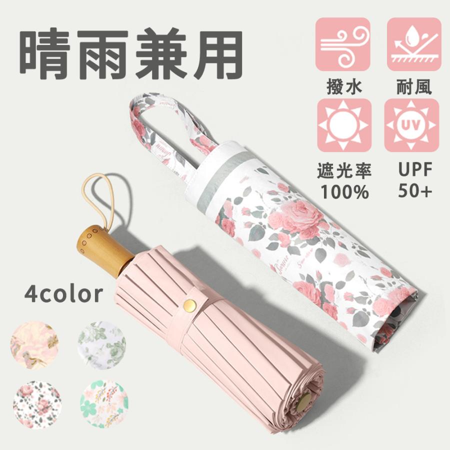 商品の特徴・サイズ：三つ折りタイプ。折り畳み時の長さ28cm。広げたサイズ：60×105cm 材質：アルミニウム、グラスファイバー 重量：約500g。・晴雨兼用 折り畳み傘。100％完全遮光。UVカッ