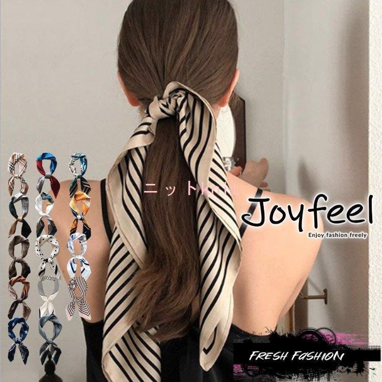 基部基にまくだけで一気にこなれ感の出るスカーフ。ヘアアレンジにもバックにつけてもかわいい。※安価の商品の為、多少のプリントミス（インク飛び）、生地のよれがある場合がございます。こちらは不良とは判断をで